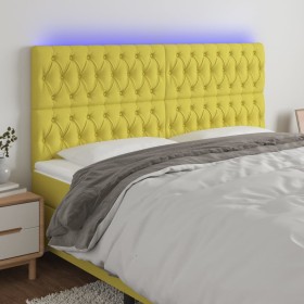 Headboard with LED lights green fabric 200x7x118/128 cm by vidaXL, Headboards and footboards - Ref: Foro24-3122789, Price: 14...