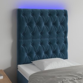 Headboard with LED lights dark blue velvet 80x7x118/128 cm by vidaXL, Headboards and footboards - Ref: Foro24-3122794, Price:...