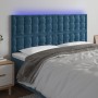 Headboard with LED lights dark blue velvet 200x5x118/128 cm by vidaXL, Headboards and footboards - Ref: Foro24-3122928, Price...