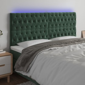 Headboard with LED lights dark green velvet 200x7x118/128 cm by vidaXL, Headboards and footboards - Ref: Foro24-3122829, Pric...