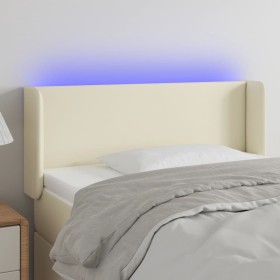 Cabecero con LED cuero sintético crema 103x16x78/88 cm de vidaXL, Cabeceros y pies de cama - Ref: Foro24-3123042, Precio: 52,...