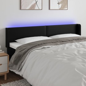 Cabecero con LED cuero sintético negro 163x16x78/88 cm de vidaXL, Cabeceros y pies de cama - Ref: Foro24-3123052, Precio: 73,...