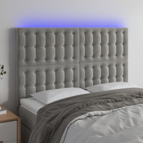 Headboard with LED lights light gray velvet 144x5x118/128 cm by vidaXL, Headboards and footboards - Ref: Foro24-3122906, Pric...