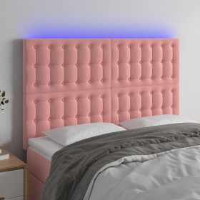 Cabecero con luces LED terciopelo rosa 144x5x118/128 cm de vidaXL, Cabeceros y pies de cama - Ref: Foro24-3122911, Precio: 12...