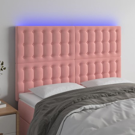 Pink velvet headboard with LED lights 144x5x118/128 cm by vidaXL, Headboards and footboards - Ref: Foro24-3122911, Price: 123...