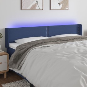 Blue fabric headboard with LED 203x16x78/88 cm by vidaXL, Headboards and footboards - Ref: Foro24-3123124, Price: 79,99 €, Di...