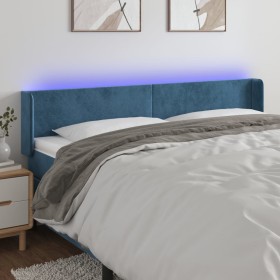 Dark blue velvet headboard with LED 203x16x78/88 cm by vidaXL, Headboards and footboards - Ref: Foro24-3123026, Price: 81,19 ...