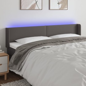 Cabecero con LED cuero sintético gris 183x16x78/88 cm de vidaXL, Cabeceros y pies de cama - Ref: Foro24-3123062, Precio: 78,9...