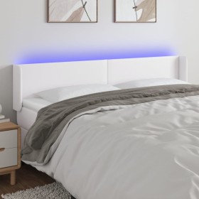 Cabecero con LED cuero sintético blanco 163x16x78/88 cm de vidaXL, Cabeceros y pies de cama - Ref: Foro24-3123053, Precio: 73...