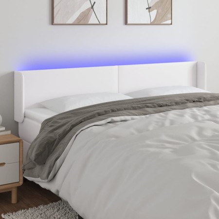 Headboard with LED white synthetic leather 163x16x78/88 cm by vidaXL, Headboards and footboards - Ref: Foro24-3123053, Price:...