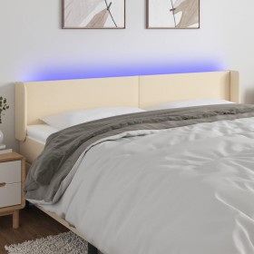 Cream fabric headboard with LED 203x16x78/88 cm by vidaXL, Headboards and footboards - Ref: Foro24-3122983, Price: 79,99 €, D...