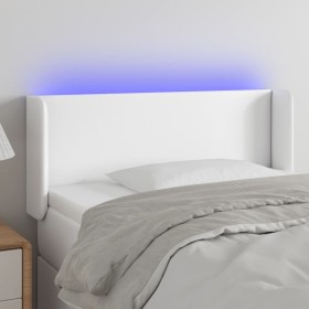 Cabecero con LED cuero sintético blanco 83x16x78/88 cm de vidaXL, Cabeceros y pies de cama - Ref: Foro24-3123029, Precio: 58,...