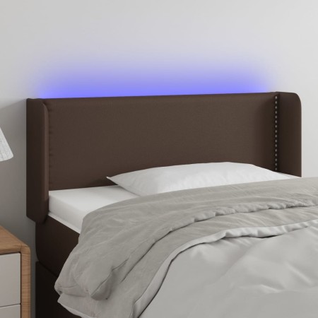 Cabecero con LED cuero sintético marrón 83x16x78/88 cm de vidaXL, Cabeceros y pies de cama - Ref: Foro24-3123171, Precio: 48,...