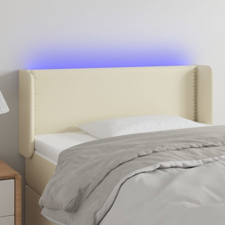 Cabecero con LED cuero sintético crema 103x16x78/88 cm de vidaXL, Cabeceros y pies de cama - Ref: Foro24-3123182, Precio: 51,...