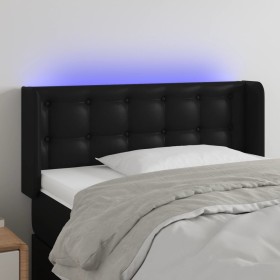 Cabecero con LED cuero sintético negro 103x16x78/88 cm de vidaXL, Cabeceros y pies de cama - Ref: Foro24-3123320, Precio: 57,...