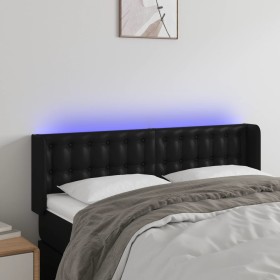 Cabecero con LED cuero sintético negro 147x16x78/88 cm de vidaXL, Cabeceros y pies de cama - Ref: Foro24-3123326, Precio: 72,...