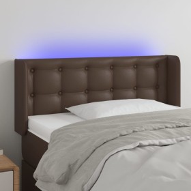 Cabecero con LED cuero sintético marrón 83x16x78/88 cm de vidaXL, Cabeceros y pies de cama - Ref: Foro24-3123311, Precio: 53,...