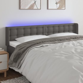 Headboard with LED gray synthetic leather 203x16x78/88 cm by vidaXL, Headboards and footboards - Ref: Foro24-3123348, Price: ...