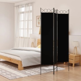 Biombo divisor de 3 paneles de tela negro 120x200 cm de vidaXL, Divisores de ambientes - Ref: Foro24-350149, Precio: 32,99 €,...