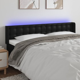 Cabecero con LED cuero sintético negro 183x16x78/88 cm de vidaXL, Cabeceros y pies de cama - Ref: Foro24-3123338, Precio: 71,...