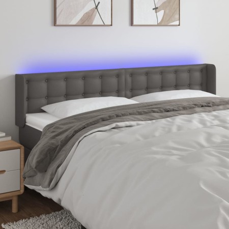 Headboard with LED gray synthetic leather 183x16x78/88 cm by vidaXL, Headboards and footboards - Ref: Foro24-3123342, Price: ...