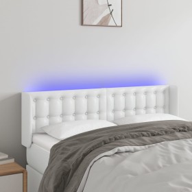 Cabecero con LED cuero sintético blanco 147x16x78/88 cm de vidaXL, Cabeceros y pies de cama - Ref: Foro24-3123327, Precio: 78...