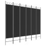 Biombo divisor de 6 paneles de tela negro 240x200 cm de vidaXL, Divisores de ambientes - Ref: Foro24-350161, Precio: 49,19 €,...