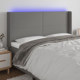 Dunkelgraues Stoffkopfteil mit LED 163x16x118/128 cm von vidaXL, Kopf- und Fußteile - Ref: Foro24-3123775, Preis: 132,46 €, R...