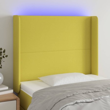 Green fabric headboard with LED 103x16x118/128 cm by vidaXL, Headboards and footboards - Ref: Foro24-3123765, Price: 75,66 €,...