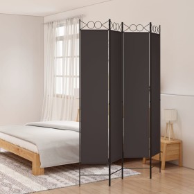 Biombo divisor de 4 paneles de tela marrón 160x220 cm de vidaXL, Divisores de ambientes - Ref: Foro24-350167, Precio: 36,99 €...