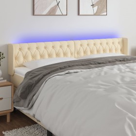 Cream fabric headboard with LED 203x16x78/88 cm by vidaXL, Headboards and footboards - Ref: Foro24-3123599, Price: 98,99 €, D...