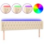 Cream fabric headboard with LED 203x16x78/88 cm by vidaXL, Headboards and footboards - Ref: Foro24-3123599, Price: 98,99 €, D...