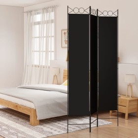 Biombo divisor de 3 paneles de tela negro 120x220 cm de vidaXL, Divisores de ambientes - Ref: Foro24-350165, Precio: 32,99 €,...