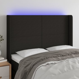 Black fabric headboard with LED 147x16x118/128 cm by vidaXL, Headboards and footboards - Ref: Foro24-3123768, Price: 125,57 €...