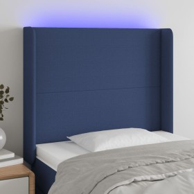 Blue fabric headboard with LED 83x16x118/128 cm by vidaXL, Headboards and footboards - Ref: Foro24-3123748, Price: 77,94 €, D...