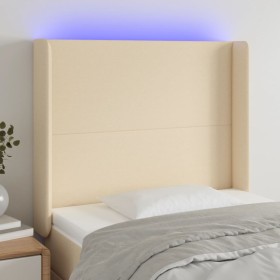 Cream fabric headboard with LED 93x16x118/128 cm by vidaXL, Headboards and footboards - Ref: Foro24-3123755, Price: 81,64 €, ...