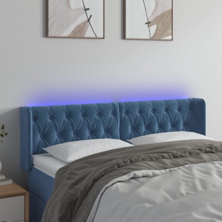 Cabecero con LED de terciopelo azul oscuro 163x16x78/88 cm de vidaXL, Cabeceros y pies de cama - Ref: Foro24-3123630, Precio:...