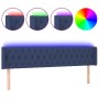 Blue fabric headboard with LED 203x16x78/88 cm by vidaXL, Headboards and footboards - Ref: Foro24-3123600, Price: 98,16 €, Di...