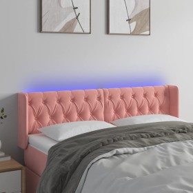 Pink velvet headboard with LED 147x16x78/88 cm by vidaXL, Headboards and footboards - Ref: Foro24-3123625, Price: 91,04 €, Di...