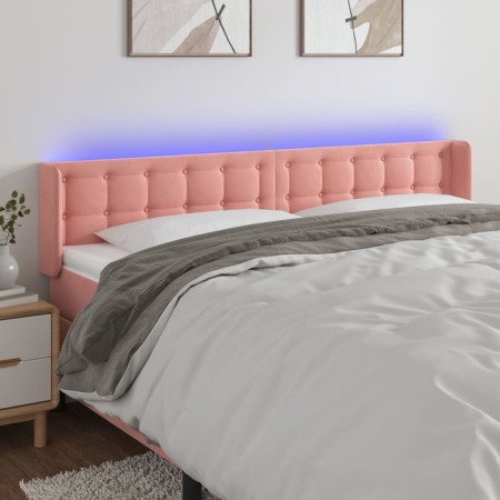 Pink velvet headboard with LED 163x16x78/88 cm by vidaXL, Headboards and footboards - Ref: Foro24-3123729, Price: 80,36 €, Di...