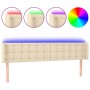 Cream fabric headboard with LED 183x16x78/88 cm by vidaXL, Headboards and footboards - Ref: Foro24-3123689, Price: 81,99 €, D...