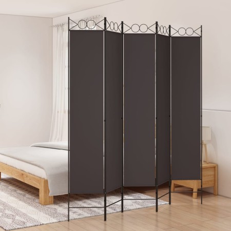 Divider screen with 5 brown fabric panels 200x220 cm by vidaXL, Room dividers - Ref: Foro24-350171, Price: 41,99 €, Discount: %