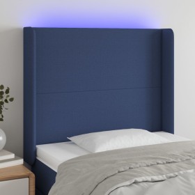 Blue fabric headboard with LED 103x16x118/128 cm by vidaXL, Headboards and footboards - Ref: Foro24-3123764, Price: 83,83 €, ...