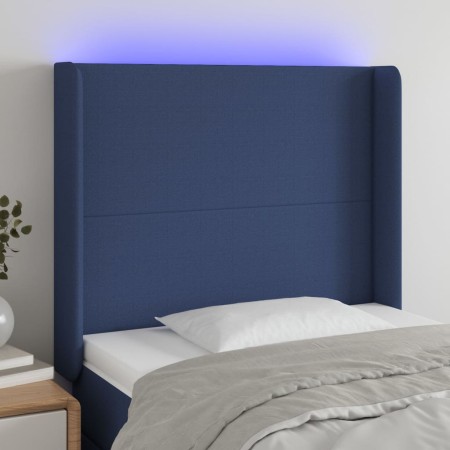 Kopfteil aus blauem Stoff mit LED 103x16x118/128 cm von vidaXL, Kopf- und Fußteile - Ref: Foro24-3123764, Preis: 83,82 €, Rab...