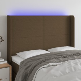 Kopfteil mit LED aus dunkelbraunem Stoff 147x16x118/128 cm von vidaXL, Kopf- und Fußteile - Ref: Foro24-3123769, Preis: 125,4...