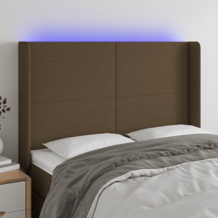 Headboard with LED in dark brown fabric 147x16x118/128 cm by vidaXL, Headboards and footboards - Ref: Foro24-3123769, Price: ...