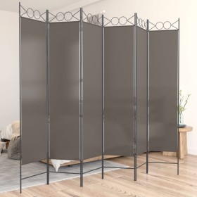 Trennwand mit 6 anthrazitgrauen Stoffpaneelen 240x200 cm von vidaXL, Raumteiler - Ref: Foro24-350160, Preis: 42,99 €, Rabatt: %