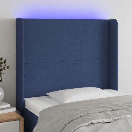 Cabecero con LED de tela azul 93x16x118/128 cm de vidaXL, Cabeceros y pies de cama - Ref: Foro24-3123756, Precio: 81,69 €, De...