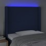 Blue fabric headboard with LED 93x16x118/128 cm by vidaXL, Headboards and footboards - Ref: Foro24-3123756, Price: 80,99 €, D...