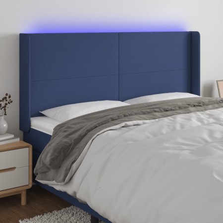 Cabecero con LED de tela azul 163x16x118/128 cm de vidaXL, Cabeceros y pies de cama - Ref: Foro24-3123780, Precio: 132,46 €, ...